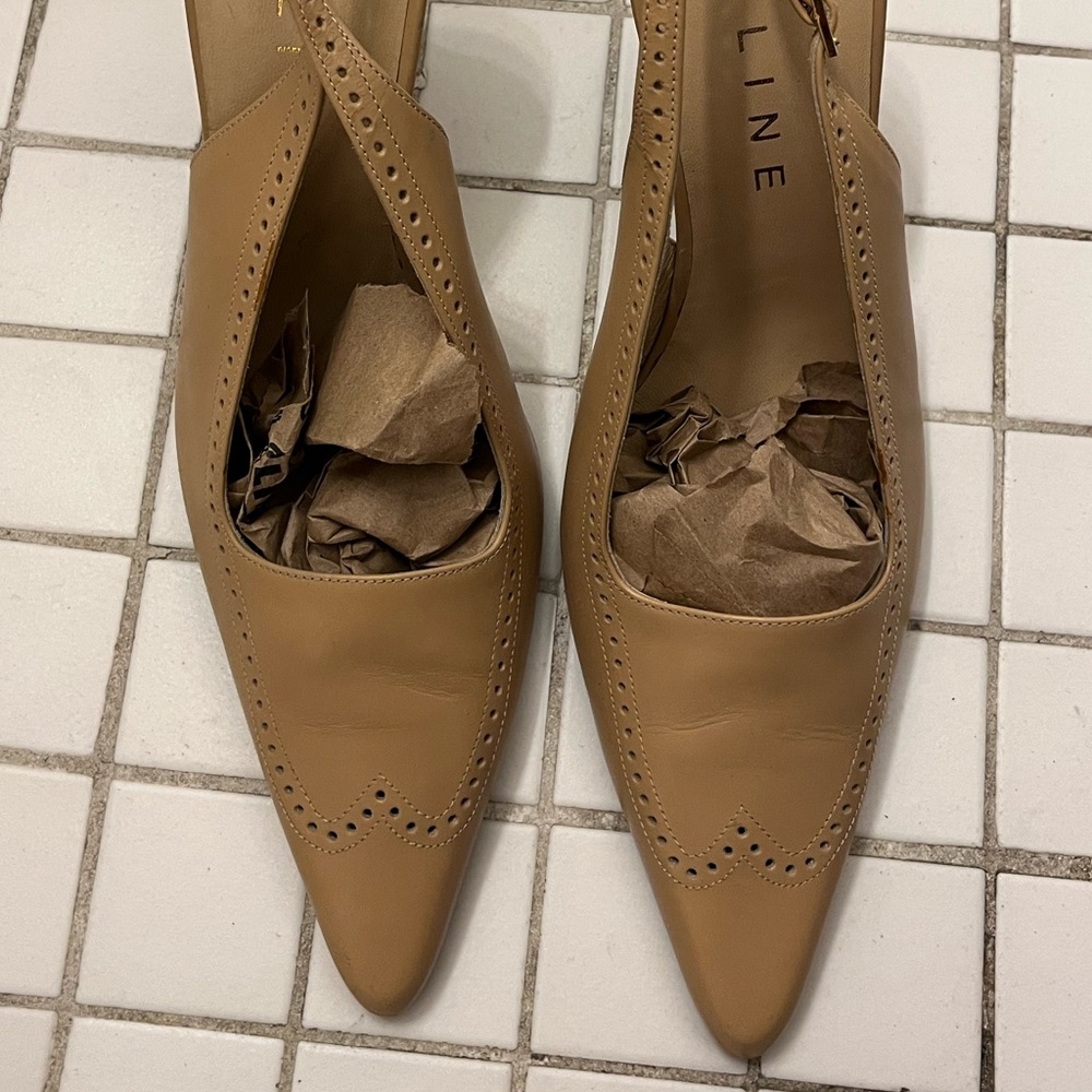 Celine Beige Leather Slingback Heels Women’s Size 10 / 40 EU with FLAWS - Picture 13 of 13
